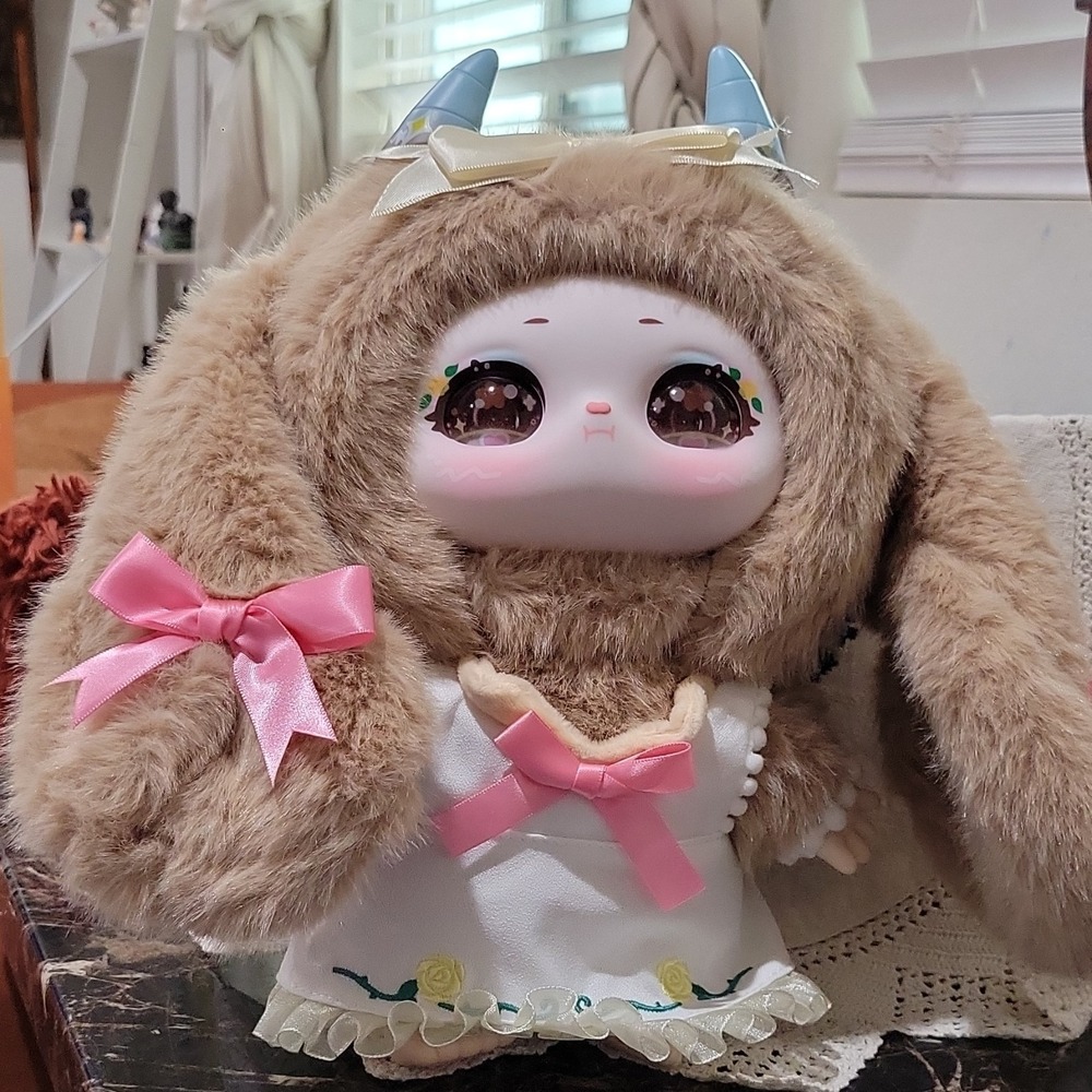 Three Babies Samael Rabbit Plush Brown White Pink Animation Stuffed Animal Boxed